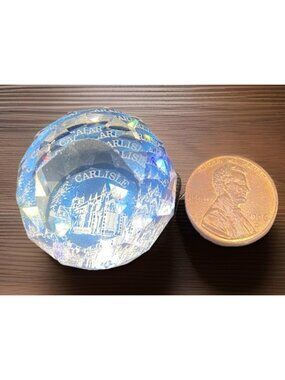 Vintage Clear Crystal Art Glass Carlisle Cathedral Gothic Paperweight Souvenir